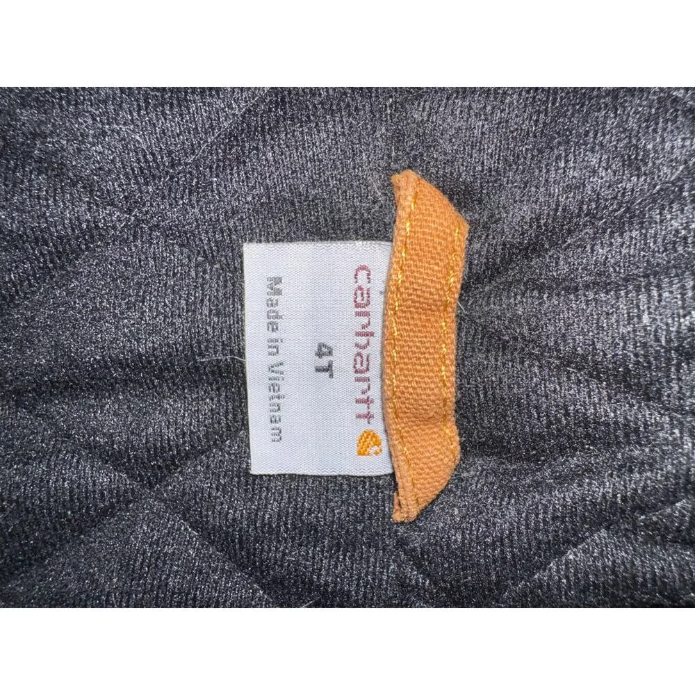 Carhartt Brown Duck Quilt Lined Hooded Jacket Boys 4T Toddler Kids